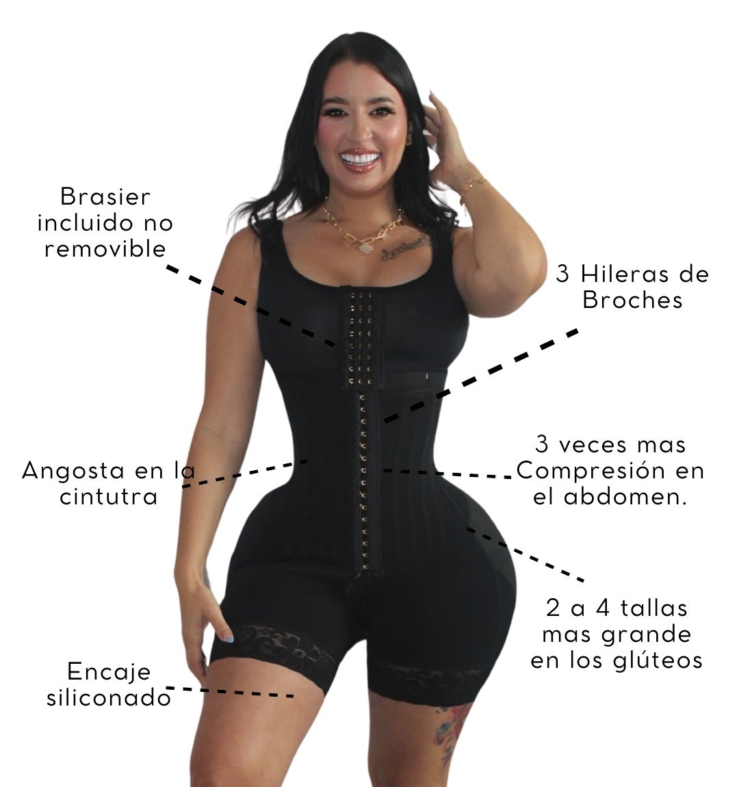 Faja Linda 7011 Post Operatoria 3ra Etapa con 15 varillas 2 tallas más grande en los glúteos abertura en la zona íntima y realce en los glúteos