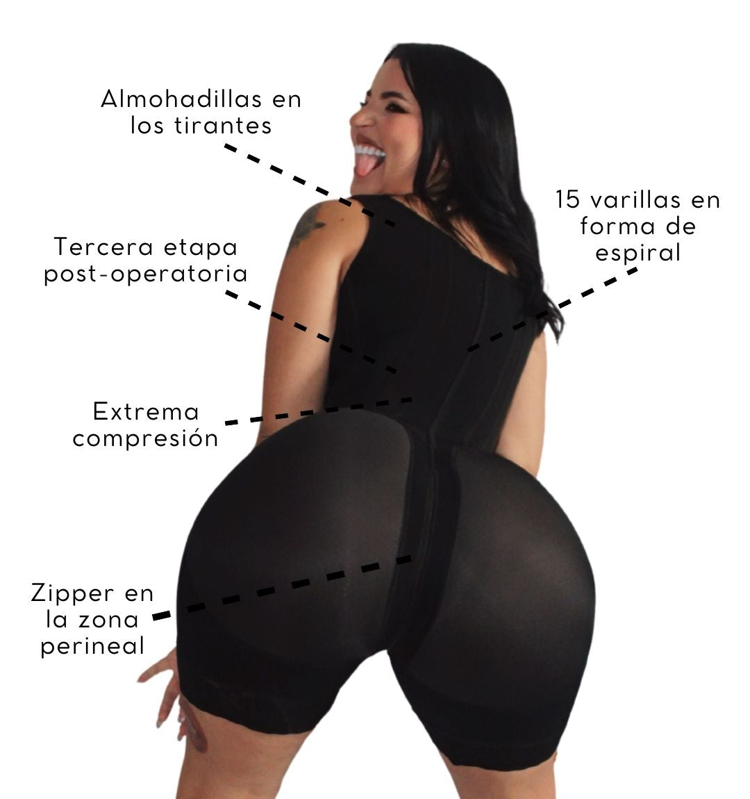 Faja Sara 7001 Post Operatoria 3ra Etapa 4 tallas más grande en los glúteos y zipper en la zona intima